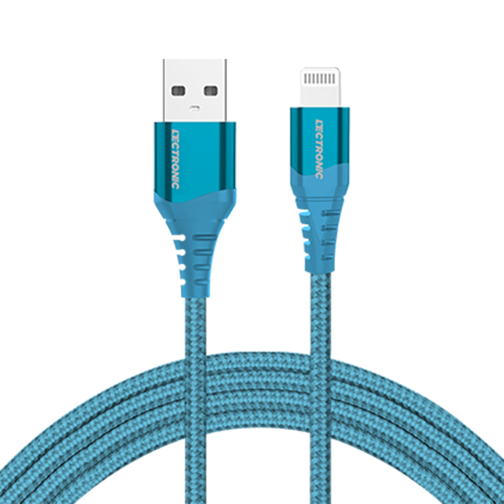(اشتري قطعة والثانية مجانًا) كابل شحن ليكترونك - USB-A إلى Lightning - نايلون مضفر 1.5 متر - أزرق فاتح
