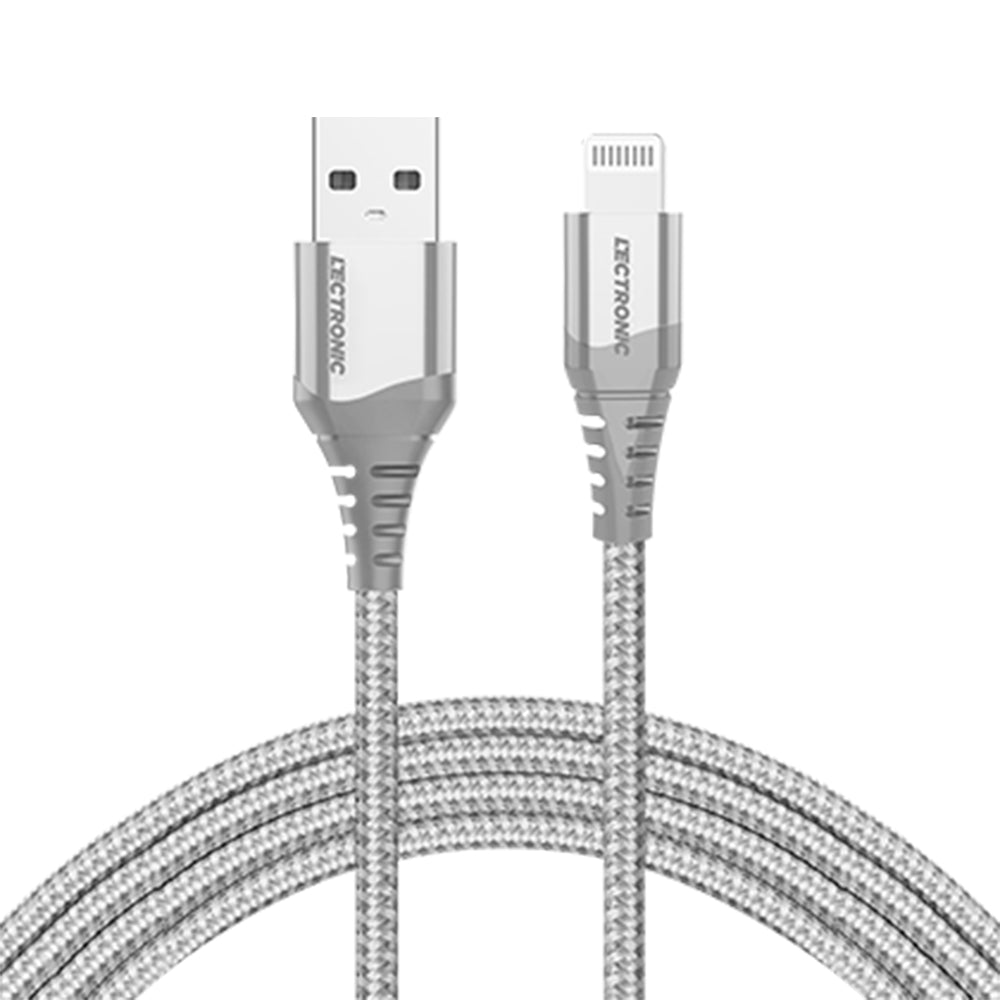 (اشتري قطعة والثانية مجانًا) كابل شحن ليكترونك - USB-A إلى Lightning - نايلون مضفر 1.5 متر - رمادي