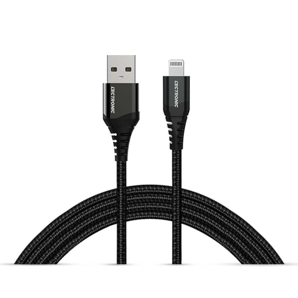 (اشتري قطعة والثانية مجانًا) كابل شحن ليكترونك - USB-A إلى Lightning - نايلون 1 متر - أسود