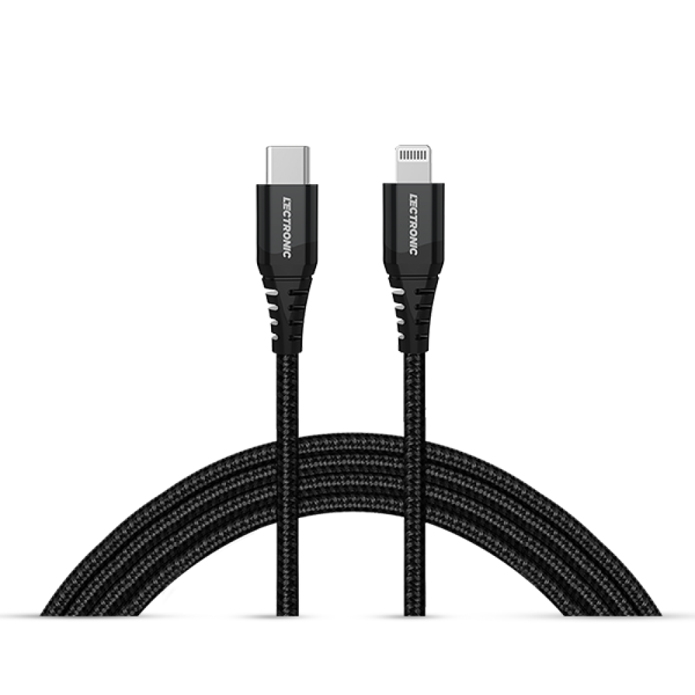 (اشتري قطعة والثانية مجانًا) كابل شحن لكترونك نايلون Type-C إلى Lightning – متر – أسود