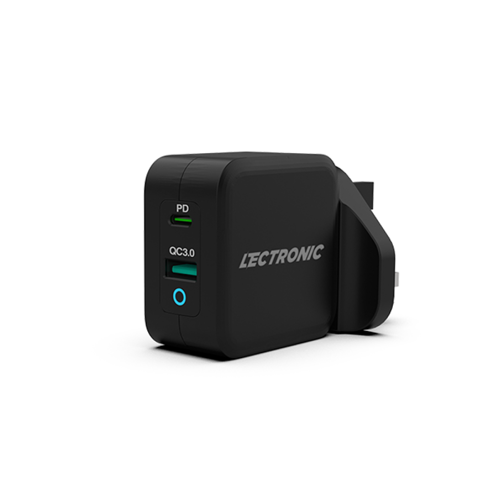 (اشتري قطعة والثانية مجانًا) شاحن جداري من ليكترونك - USB-C وUSB-A - 65 واط - يدعم PD 3.0 وQC 3.0 - أسود - تقنية GaN