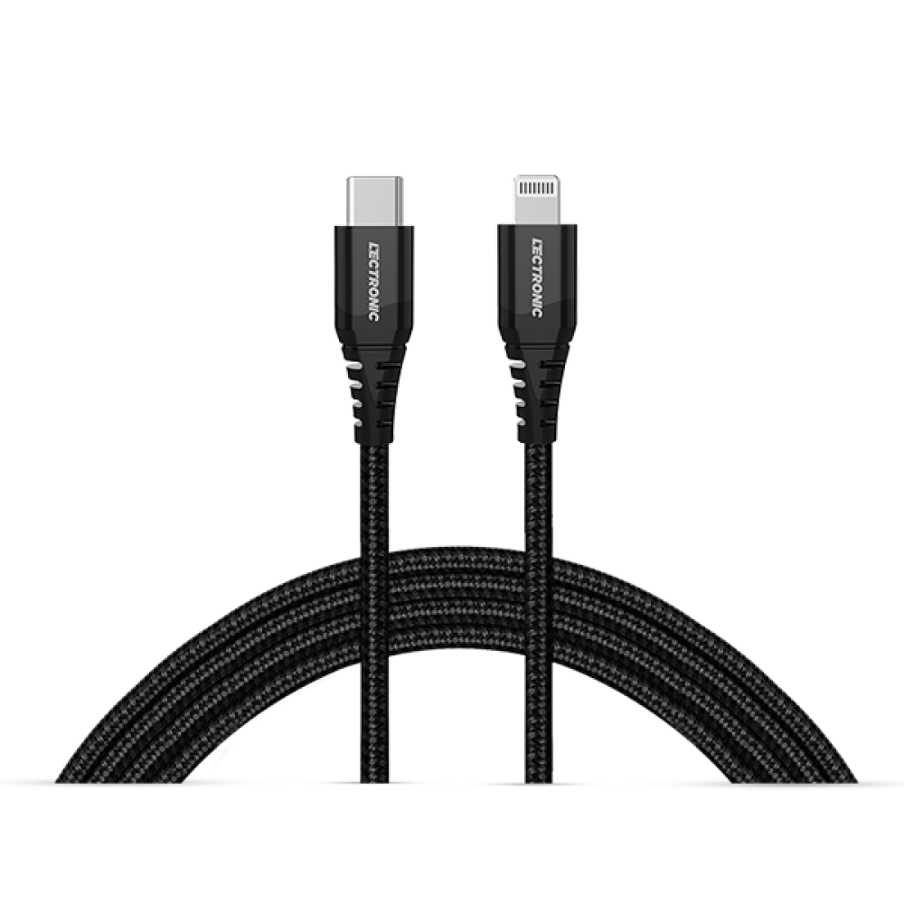 (اشتري قطعة والثانية مجانًا) كابل شحن ليكترونك - Type-C إلى Lightning - نايلون مضفر 1.5 متر - أسود