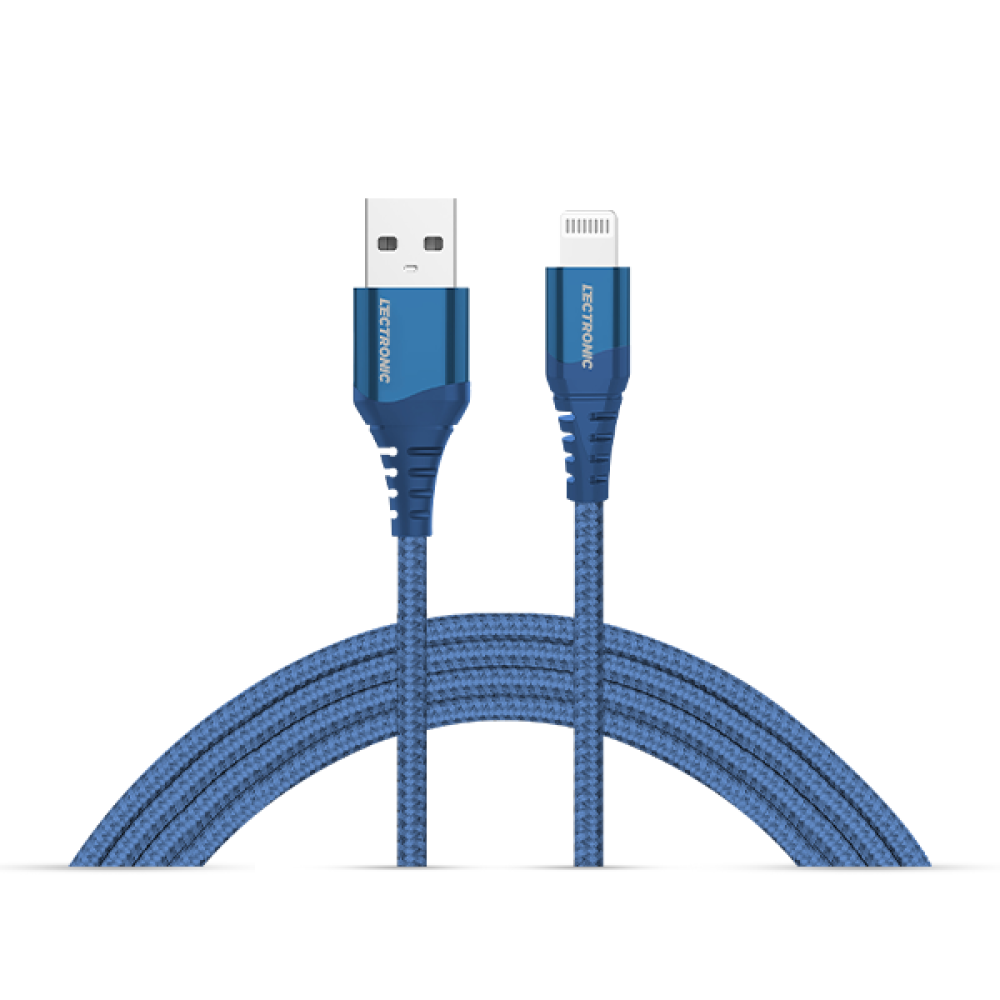 (اشتري قطعة والثانية مجانًا) كابل شحن ليكترونك - USB-A إلى Lightning - نايلون مضفر 1.5 متر - أزرق داكن