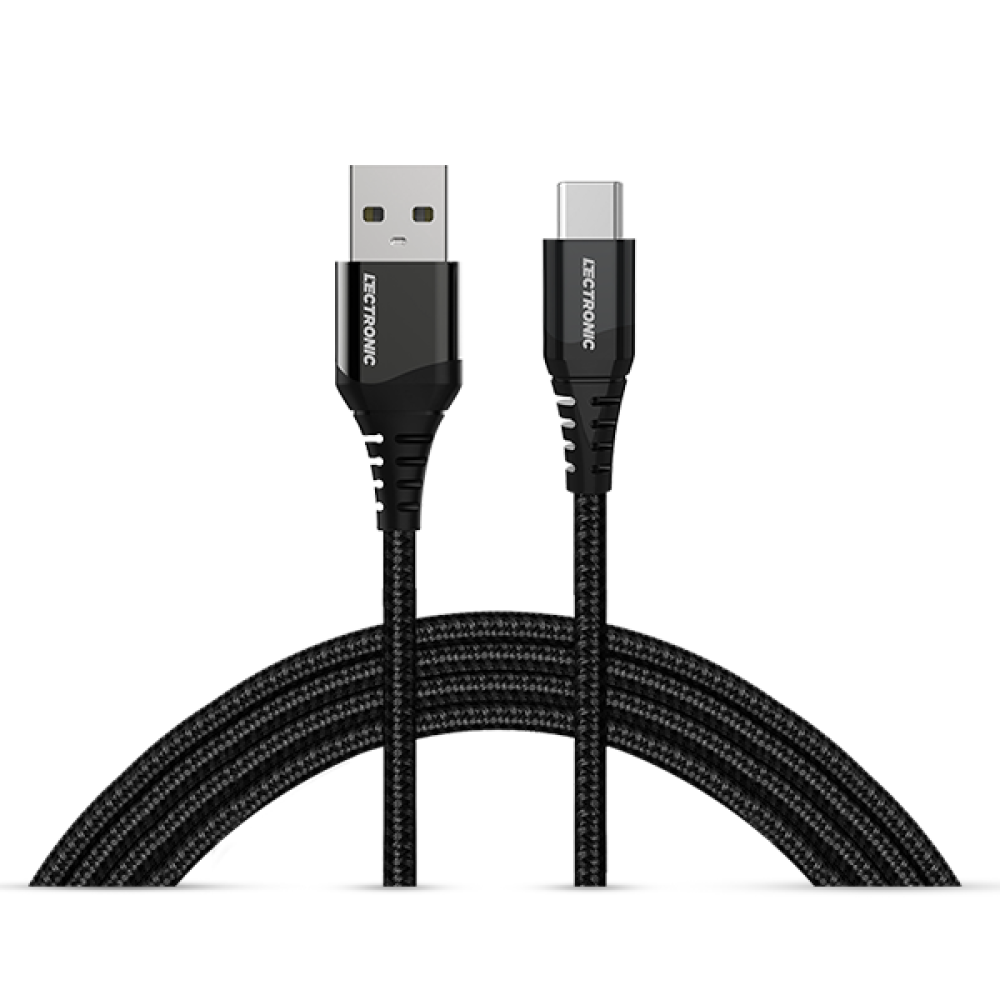 (اشتري قطعة والثانية مجانًا) كابل شحن ليكترونك - من USB-A إلى Type-C - نايلون 1 متر - أسود